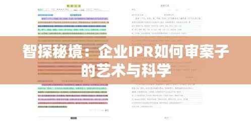 智探秘境:企业IPR如何审案子的艺术与科学
