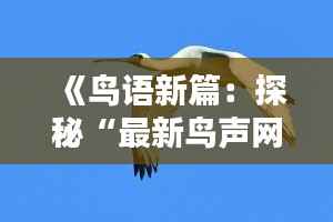 《鸟语新篇:探秘“最新鸟声网”的奇妙世界》