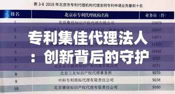 专利集佳代理法人:创新背后的守护者