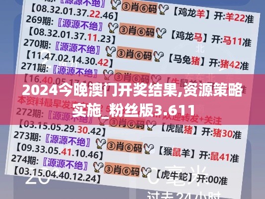 2024今晚澳门开奖结果,资源策略实施_粉丝版3.611