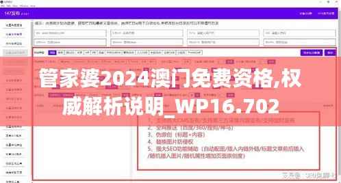 管家婆2024澳门免费资格,权威解析说明_WP16.702