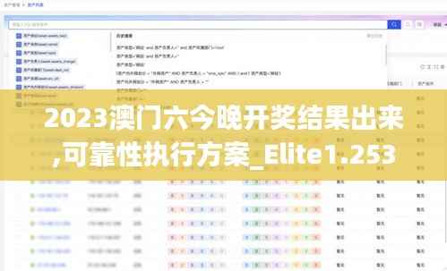 2023澳门六今晚开奖结果出来,可靠性执行方案_Elite1.253