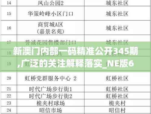 新澳门内部一码精准公开345期,广泛的关注解释落实_NE版6.973