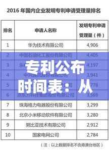 专利公布时间表:从申请到公开的奥秘揭秘