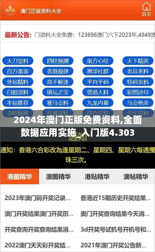 2024年澳门正版免费资料,全面数据应用实施_入门版4.303