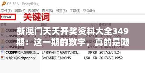 新澳门天天开奖资料大全349期:这一期的数字,真的是随机?