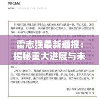 雷志强最新通报:揭秘重大进展与未来展望
