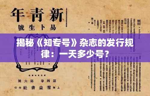 揭秘《知专号》杂志的发行规律:一天多少号?