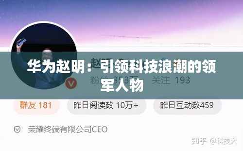 华为赵明：引领科技浪潮的领军人物