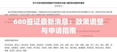 600签证最新消息:政策调整与申请指南