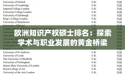 欧洲知识产权硕士排名:探索学术与职业发展的黄金桥梁