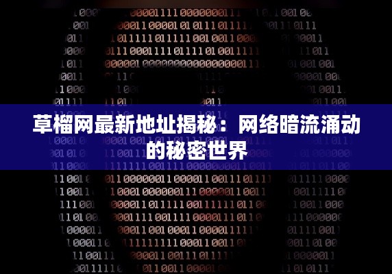 草榴网最新地址揭秘:网络暗流涌动的秘密世界