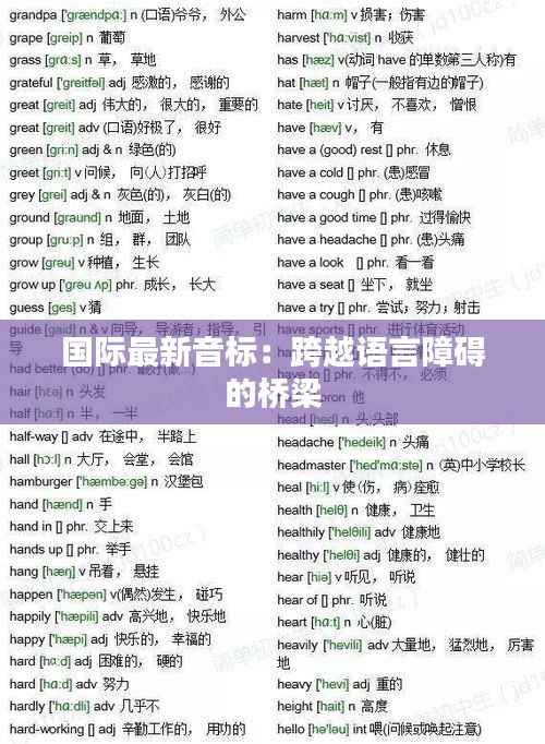 国际最新音标：跨越语言障碍的桥梁