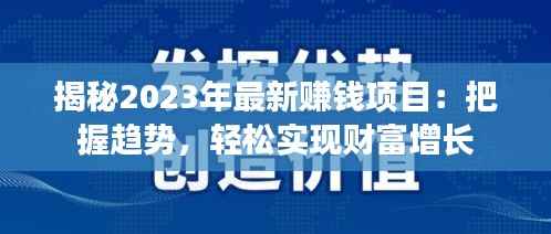 揭秘2023年最新赚钱项目:把握趋势,轻松实现财富增长