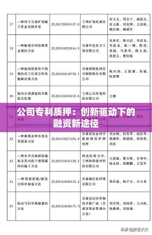 公司专利质押:创新驱动下的融资新途径