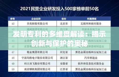 发明专利的多维度解读：揭示创新与保护的奥秘
