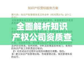 全面解析知识产权公司资质查询:了解与操作指南