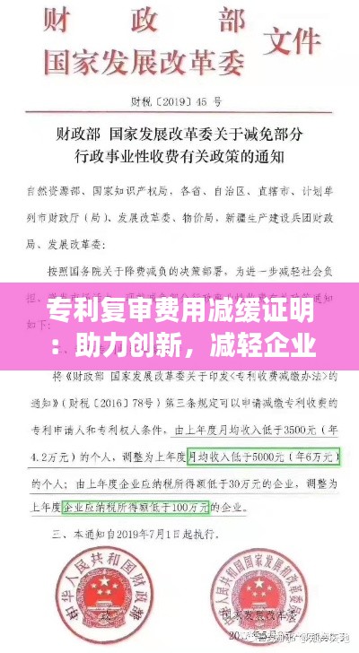 专利复审费用减缓证明:助力创新,减轻企业负担