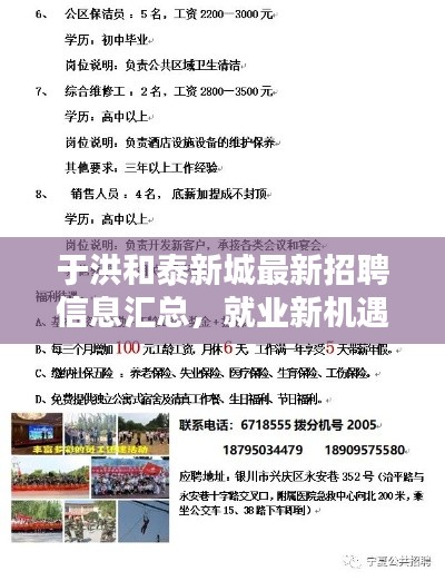于洪和泰新城最新招聘信息汇总,就业新机遇等你来!