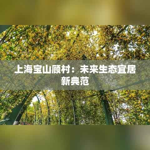 上海宝山顾村:未来生态宜居新典范