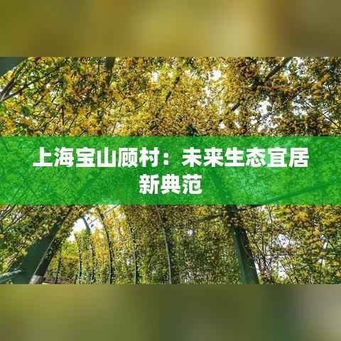上海宝山顾村:未来生态宜居新典范