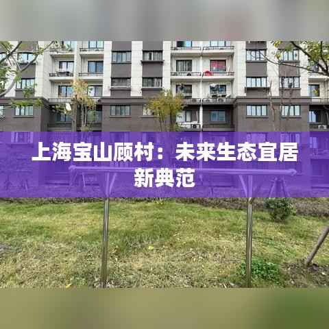 上海宝山顾村:未来生态宜居新典范