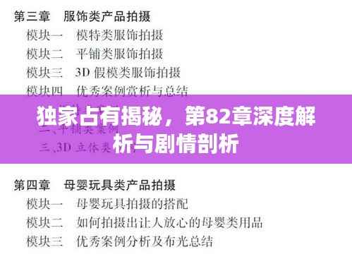 独家占有揭秘,第82章深度解析与剧情剖析