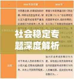 社会稳定专题深度解析，我的心得体会与展望