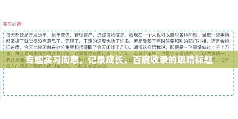 专题实习周志,记录成长,百度收录的吸睛标题