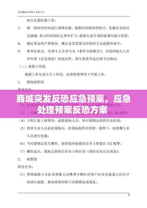 商城突发反恐应急预案,应急处理预案反恐方案