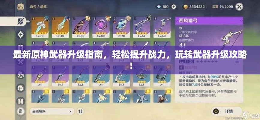 最新原神武器升级指南,轻松提升战力,玩转武器升级攻略!