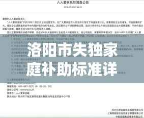 洛阳市失独家庭补助标准详解,补助金额、申请条件及流程解析
