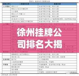 徐州挂牌公司排名大揭秘,经济发展活力与潜力展现