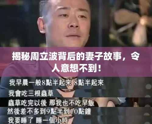 揭秘周立波背后的妻子故事,令人意想不到!