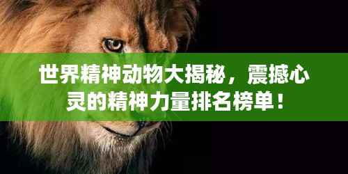 世界精神动物大揭秘,震撼心灵的精神力量排名榜单!