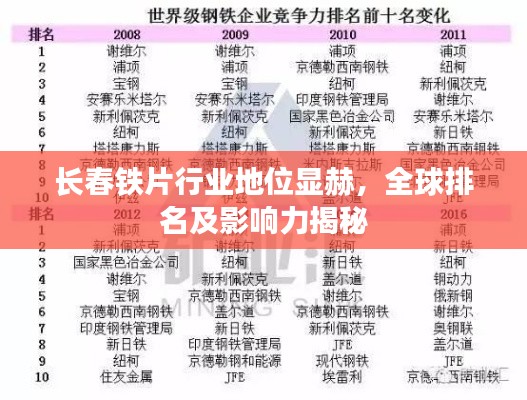 长春铁片行业地位显赫,全球排名及影响力揭秘