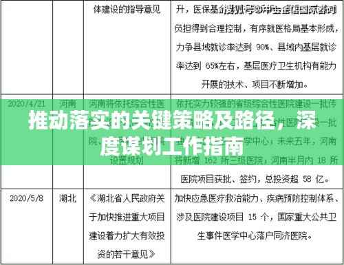 推动落实的关键策略及路径，深度谋划工作指南