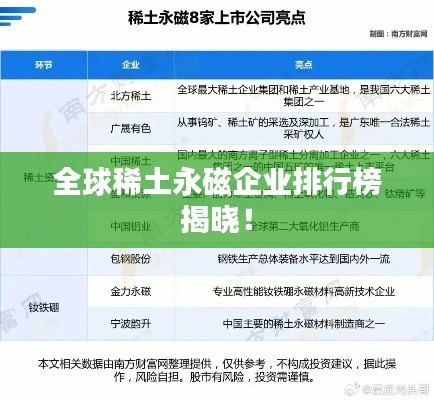 全球稀土永磁企业排行榜揭晓!