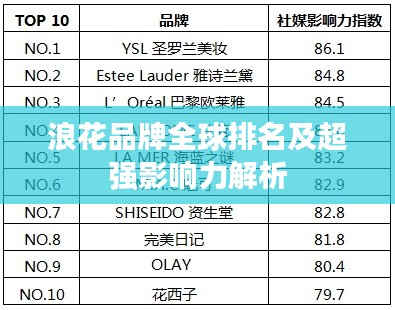 浪花品牌全球排名及超强影响力解析