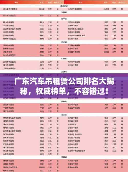广东汽车吊租赁公司排名大揭秘,权威榜单,不容错过!