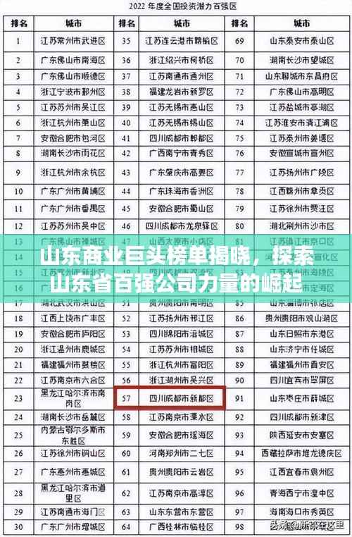 山东商业巨头榜单揭晓，探索山东省百强公司力量的崛起