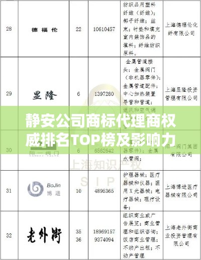 静安公司商标代理商权威排名TOP榜及影响力解析