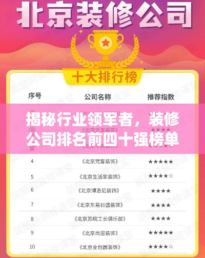 揭秘行业领军者,装修公司排名前四十强榜单揭晓!