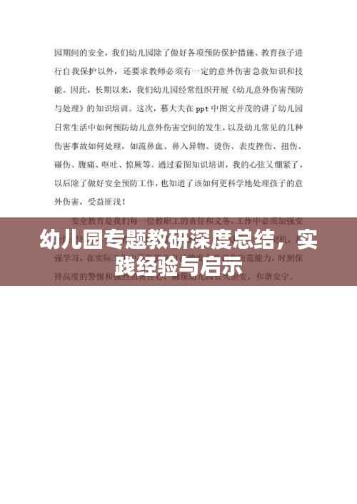 幼儿园专题教研深度总结,实践经验与启示