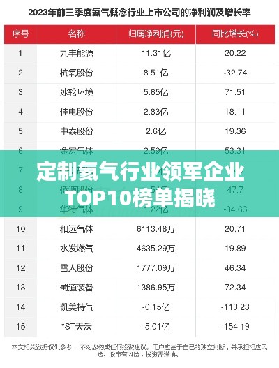 定制氦气行业领军企业TOP10榜单揭晓